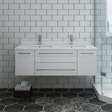 Load image into Gallery viewer, Fresca Lucera 48&quot; White Wall Hung Modern Bathroom Cabinet w/ Top &amp; Double Undermount Sinks- Fresca