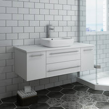 Load image into Gallery viewer, Fresca Lucera 48&quot; White Wall Hung Modern Bathroom Cabinet w/ Top &amp; Vessel Sink- Fresca