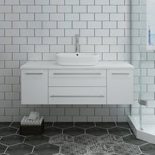 Load image into Gallery viewer, Fresca Lucera 48&quot; White Wall Hung Modern Bathroom Cabinet w/ Top &amp; Vessel Sink- Fresca