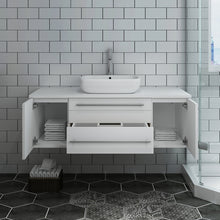 Load image into Gallery viewer, Fresca Lucera 48&quot; White Wall Hung Modern Bathroom Cabinet w/ Top &amp; Vessel Sink- Fresca