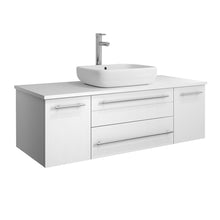 Load image into Gallery viewer, Fresca Lucera 48&quot; White Wall Hung Modern Bathroom Cabinet w/ Top &amp; Vessel Sink- Fresca
