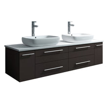 Load image into Gallery viewer, Fresca Lucera 60&quot; Espresso Wall Hung Modern Bathroom Cabinet w/ Top &amp; Single Vessel Sink- Fresca
