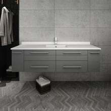 Load image into Gallery viewer, Fresca Lucera 60&quot; Gray Wall Hung Modern Bathroom Cabinet w/ Top &amp; Single Undermount Sink- Fresca