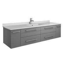 Load image into Gallery viewer, Fresca Lucera 60&quot; Gray Wall Hung Modern Bathroom Cabinet w/ Top &amp; Single Undermount Sink- Fresca