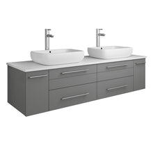 Load image into Gallery viewer, Fresca Lucera 60&quot; Gray Wall Hung Modern Bathroom Cabinet w/ Top &amp; Single Vessel Sink- Fresca