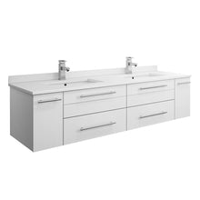 Load image into Gallery viewer, Fresca Lucera 60&quot; White Wall Hung Modern Bathroom Cabinet w/ Top &amp; Single Undermount Sink- Fresca