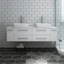 Load image into Gallery viewer, Fresca Lucera 60&quot; White Wall Hung Modern Bathroom Cabinet w/ Top &amp; Single Vessel Sink- Fresca