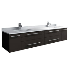 Load image into Gallery viewer, Fresca Lucera 72&quot; Espresso Wall Hung Modern Bathroom Cabinet w/ Top &amp; Double Undermount Sinks- Fresca