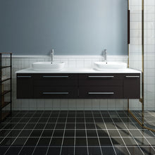Load image into Gallery viewer, Fresca Lucera 72&quot; Espresso Wall Hung Modern Bathroom Cabinet w/ Top &amp; Double Vessel Sinks- Fresca