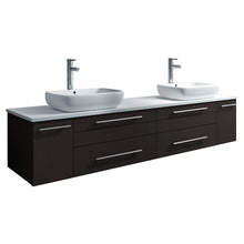 Load image into Gallery viewer, Fresca Lucera 72&quot; Espresso Wall Hung Modern Bathroom Cabinet w/ Top &amp; Double Vessel Sinks- Fresca