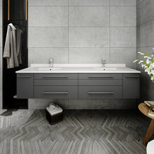 Load image into Gallery viewer, Fresca Lucera 72&quot; Gray Wall Hung Modern Bathroom Cabinet w/ Top &amp; Double Undermount Sinks- Fresca