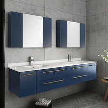 Load image into Gallery viewer, Fresca Lucera 72&quot; Royal Blue Wall Hung Modern Bathroom Cabinet w/ Top &amp; Double Undermount Sinks- Fresca