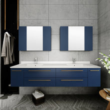 Load image into Gallery viewer, Fresca Lucera 72&quot; Royal Blue Wall Hung Modern Bathroom Cabinet w/ Top &amp; Double Undermount Sinks- Fresca