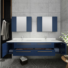 Load image into Gallery viewer, Fresca Lucera 72&quot; Royal Blue Wall Hung Modern Bathroom Cabinet w/ Top &amp; Double Undermount Sinks- Fresca