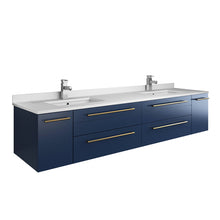 Load image into Gallery viewer, Fresca Lucera 72&quot; Royal Blue Wall Hung Modern Bathroom Cabinet w/ Top &amp; Double Undermount Sinks- Fresca
