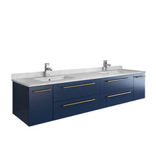 Load image into Gallery viewer, Fresca Lucera 72&quot; Royal Blue Wall Hung Modern Bathroom Cabinet w/ Top &amp; Double Undermount Sinks- Fresca