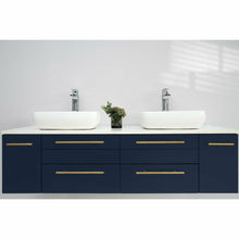 Load image into Gallery viewer, Fresca Lucera 72&quot; Royal Blue Wall Hung Modern Bathroom Cabinet w/ Top &amp; Double Vessel Sinks- Fresca