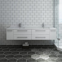 Load image into Gallery viewer, Fresca Lucera 72&quot; White Wall Hung Modern Bathroom Cabinet w/ Top &amp; Double Undermount Sinks- Fresca