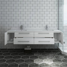 Load image into Gallery viewer, Fresca Lucera 72&quot; White Wall Hung Modern Bathroom Cabinet w/ Top &amp; Double Undermount Sinks- Fresca