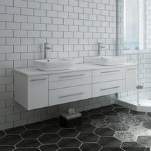 Load image into Gallery viewer, Fresca Lucera 72&quot; White Wall Hung Modern Bathroom Cabinet w/ Top &amp; Double Vessel Sinks- Fresca