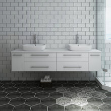 Load image into Gallery viewer, Fresca Lucera 72&quot; White Wall Hung Modern Bathroom Cabinet w/ Top &amp; Double Vessel Sinks- Fresca