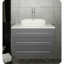 Load image into Gallery viewer, Fresca FCB6183GR-VSL-I Modella 32&quot; Gray Wall Hung Modern Bathroom Cabinet with Top &amp; Vessel Sink- Fresca