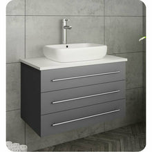 Load image into Gallery viewer, Fresca FCB6183GR-VSL-I Modella 32&quot; Gray Wall Hung Modern Bathroom Cabinet with Top &amp; Vessel Sink- Fresca