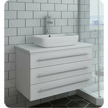 Load image into Gallery viewer, Fresca FCB6183WH-VSL-I Lucera 32" White Wall Hung Modern Bathroom Cabinet with Top &amp; Vessel Sink- Fresca