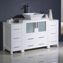 Load image into Gallery viewer, Fresca Torino 54&quot; White Modern Bathroom Cabinets w/ Top &amp; Vessel Sink- Fresca