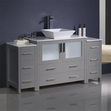 Load image into Gallery viewer, Fresca Torino 60&quot; Gray Modern Bathroom Cabinets w/ Top &amp; Vessel Sink- Fresca