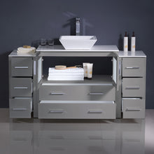 Load image into Gallery viewer, Fresca Torino 60&quot; Gray Modern Bathroom Cabinets w/ Top &amp; Vessel Sink- Fresca
