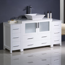 Load image into Gallery viewer, Fresca Torino 60&quot; White Modern Bathroom Cabinets w/ Top &amp; Vessel Sink- Fresca