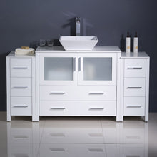 Load image into Gallery viewer, Fresca Torino 60&quot; White Modern Bathroom Cabinets w/ Top &amp; Vessel Sink- Fresca