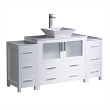 Load image into Gallery viewer, Fresca Torino 60&quot; White Modern Bathroom Cabinets w/ Top &amp; Vessel Sink- Fresca