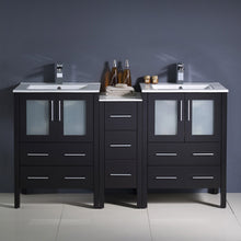 Load image into Gallery viewer, Fresca Torino 60&quot; Espresso Modern Double Sink Bathroom Cabinets w/ Integrated Sinks- Fresca
