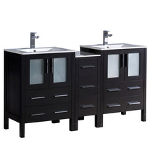 Load image into Gallery viewer, Fresca Torino 60&quot; Espresso Modern Double Sink Bathroom Cabinets w/ Integrated Sinks- Fresca