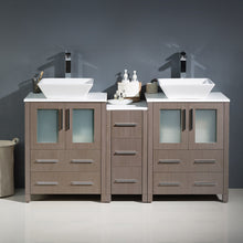 Load image into Gallery viewer, Fresca Torino 60&quot; Gray Oak Modern Double Sink Bathroom Cabinets w/ Tops &amp; Vessel Sinks- Fresca