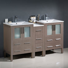 Load image into Gallery viewer, Fresca Torino 60&quot; Gray Oak Modern Double Sink Bathroom Cabinets w/ Integrated Sinks- Fresca