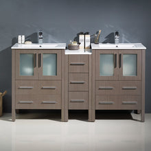 Load image into Gallery viewer, Fresca Torino 60&quot; Gray Oak Modern Double Sink Bathroom Cabinets w/ Integrated Sinks- Fresca