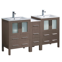 Load image into Gallery viewer, Fresca Torino 60&quot; Gray Oak Modern Double Sink Bathroom Cabinets w/ Integrated Sinks- Fresca
