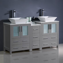 Load image into Gallery viewer, Fresca Torino 60&quot; Gray Modern Double Sink Bathroom Cabinets w/ Tops &amp; Vessel Sinks- Fresca