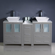 Load image into Gallery viewer, Fresca Torino 60&quot; Gray Modern Double Sink Bathroom Cabinets w/ Tops &amp; Vessel Sinks- Fresca