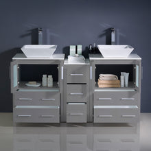 Load image into Gallery viewer, Fresca Torino 60&quot; Gray Modern Double Sink Bathroom Cabinets w/ Tops &amp; Vessel Sinks- Fresca