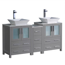 Load image into Gallery viewer, Fresca Torino 60&quot; Gray Modern Double Sink Bathroom Cabinets w/ Tops &amp; Vessel Sinks- Fresca