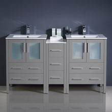 Load image into Gallery viewer, Fresca Torino 60&quot; Gray Modern Double Sink Bathroom Cabinets w/ Integrated Sinks- Fresca