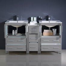 Load image into Gallery viewer, Fresca Torino 60&quot; Gray Modern Double Sink Bathroom Cabinets w/ Integrated Sinks- Fresca
