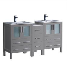 Load image into Gallery viewer, Fresca Torino 60&quot; Gray Modern Double Sink Bathroom Cabinets w/ Integrated Sinks- Fresca