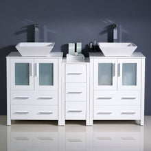 Load image into Gallery viewer, Fresca Torino 60&quot; White Modern Double Sink Bathroom Cabinets w/ Tops &amp; Vessel Sinks- Fresca