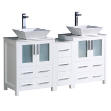 Load image into Gallery viewer, Fresca Torino 60&quot; White Modern Double Sink Bathroom Cabinets w/ Tops &amp; Vessel Sinks- Fresca