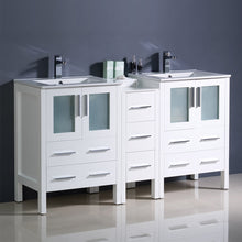 Load image into Gallery viewer, Fresca Torino 60&quot; White Modern Double Sink Bathroom Cabinets w/ Integrated Sinks- Fresca
